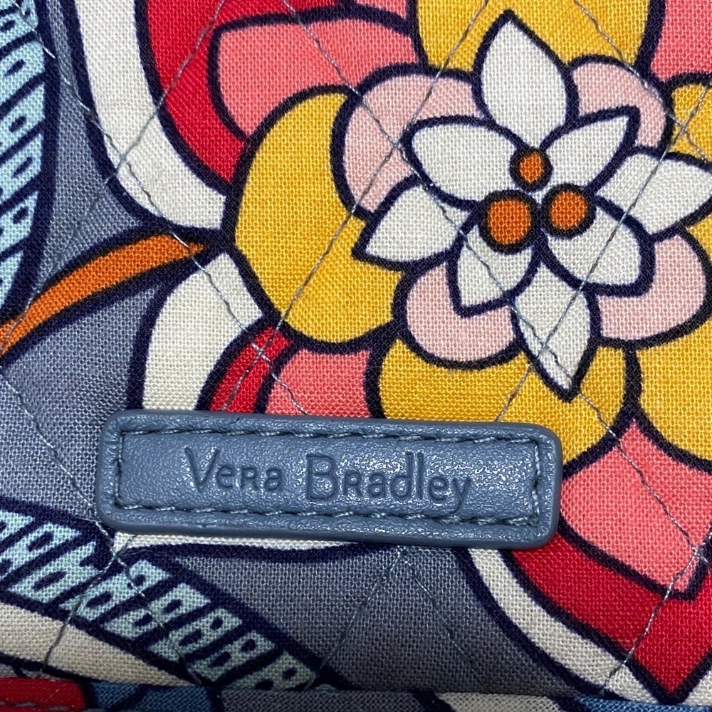 Vera Bradley Tropical Evening Quilted Gray and Orange Floral RFID Wallet - Picture 4 of 11